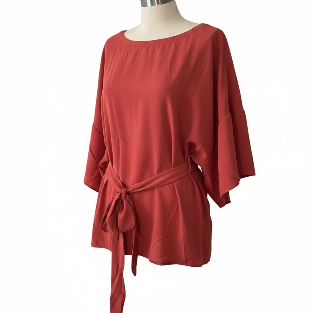 Belted Tunic Top in Rust Red